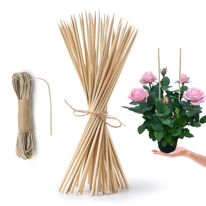HOPELF 50 Pack 16" Bamboo Plant Stakes for Wood Garden Sticksï¼ŒWooden Indoor Gardening Floral Potted Plant Supportï¼ŒCrafts, More Size Choices 8"/12"/16" - Image 1